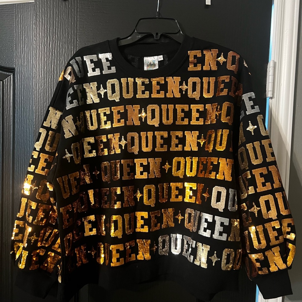 Queen of Sparkles black and gold sweatshirt